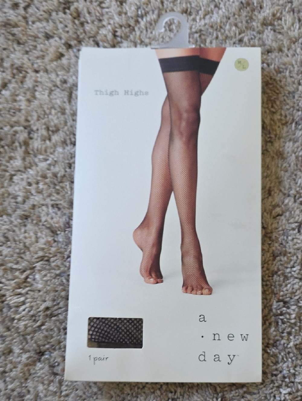 a new day Black Fishnet Thigh Highs with Banded Top